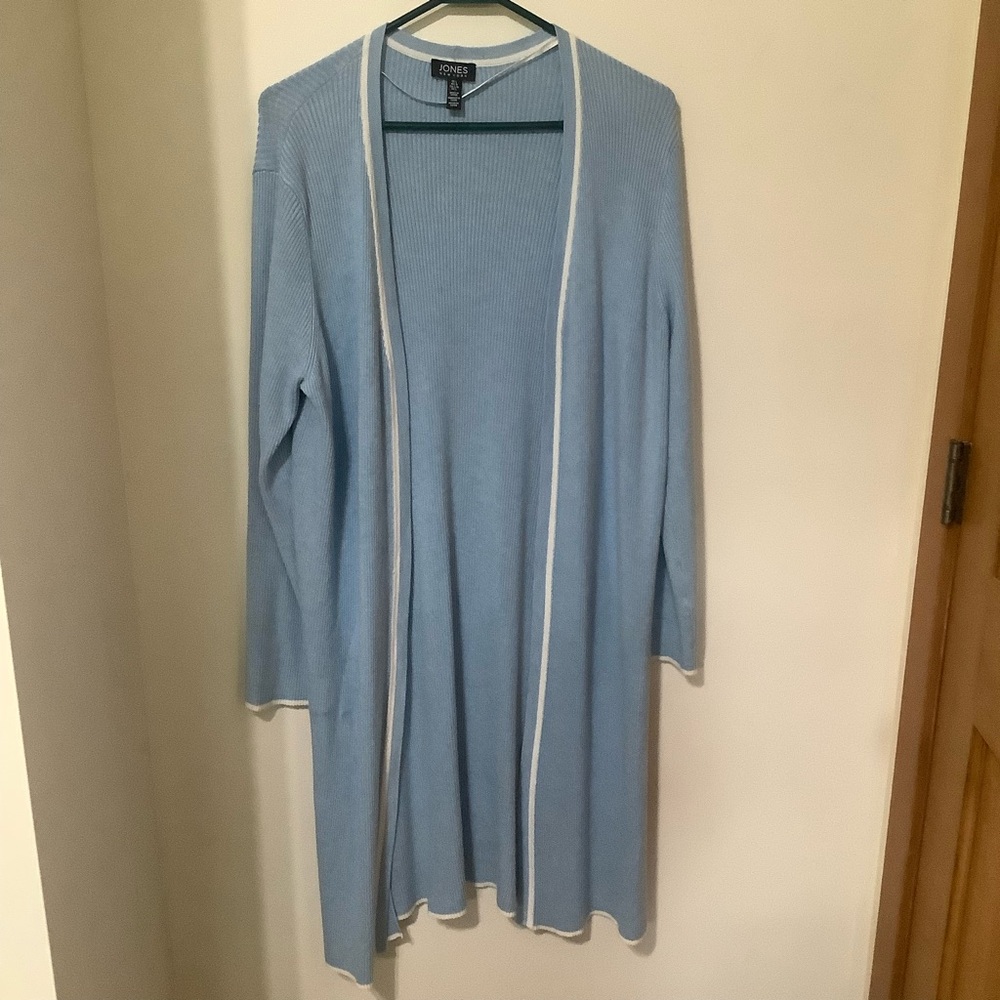 JONES NEW YORK:  Light Blue Ribbed Midi Sweater